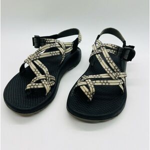 CHACO WOMENS OUTDOOR ADVENTURE STRAPPY SANDALS SIZE 6 BEIGE/OLIVE GREEN